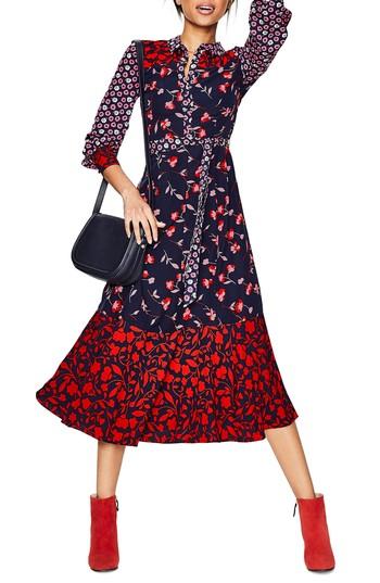 Women's Boden Mixed Print Midi Shirtdress