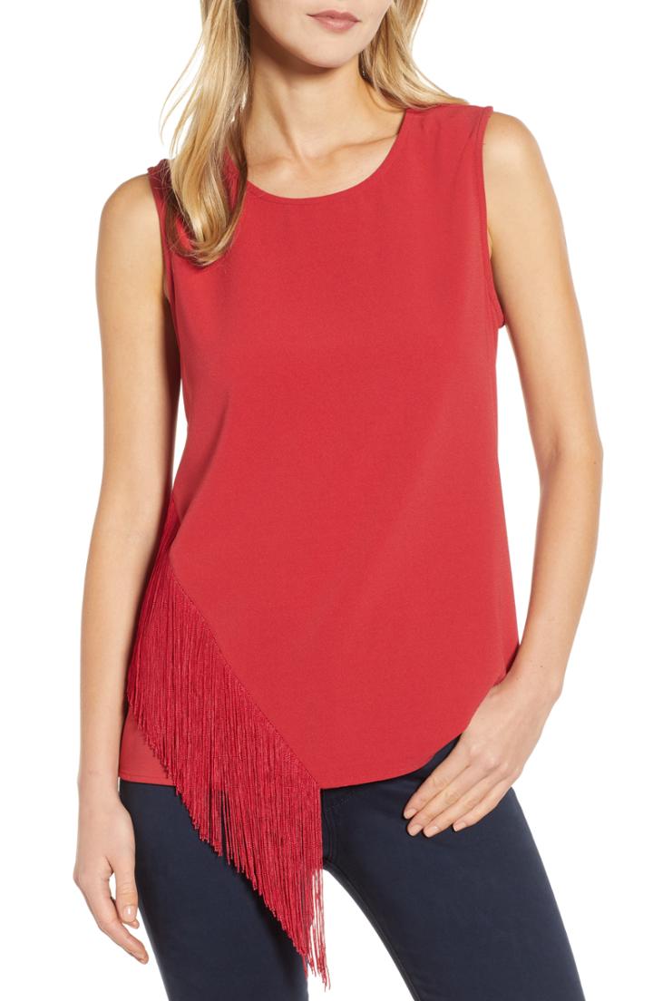 Women's Vince Camuto Asymmetrical Fringe Front Tank Top - Red