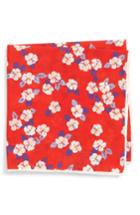 Men's Southern Tide Hanatei Hibiscus Cotton & Silk Pocket Square, Size - Red