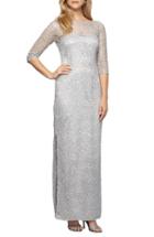 Women's Alex Evenings Illusion Yoke Sequin Lace Column Gown