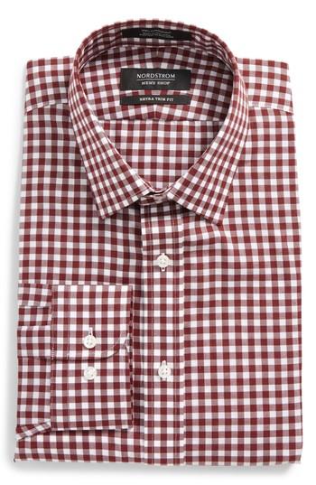 Men's Nordstrom Men's Shop Extra Trim Fit Check Dress Shirt .5 32/33 - Red