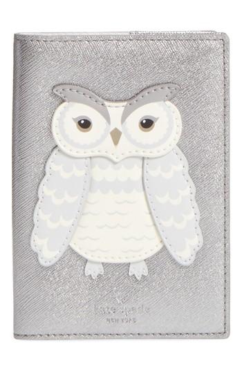 Kate Spade New York Starbright Owl Leather Passport Case - Metallic