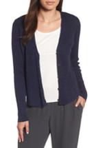 Women's Eileen Fisher V-neck Organic Linen & Cotton Cardigan - Blue