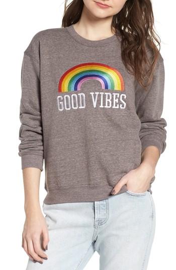 Women's Sub Urban Riot Good Vibes Rainbow Sweatshirt - Grey