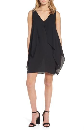 Women's Chelsea28 Flutter Overlay Shift Dress, Size - Black