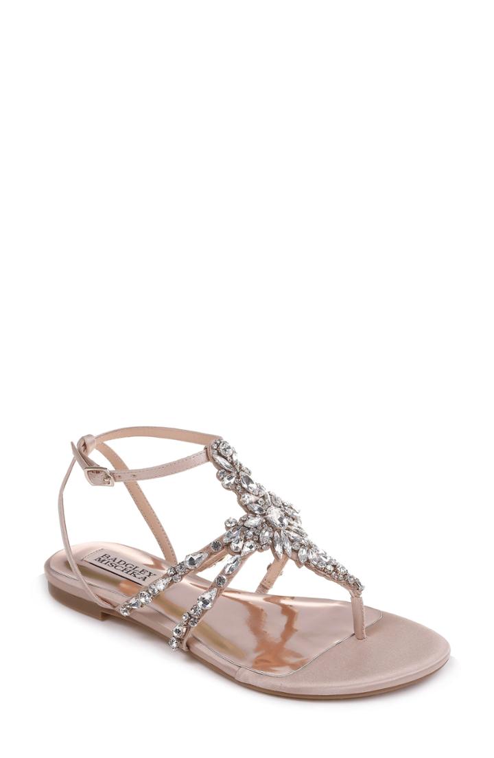 Women's Badgley Mischka Hampden Crystal Embellished Sandal .5 M - Beige