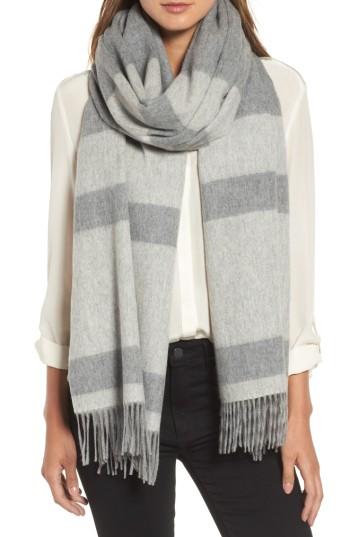 Women's Mackage Lazio Stripe Wool Scarf, Size - Grey