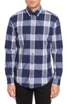 Men's Boss Trim Fit Check Sport Shirt, Size - Blue