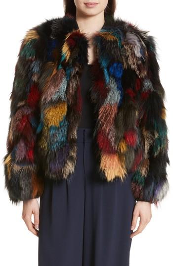 Women's Alice + Olivia Becky Reversible Genuine Fox Fur Bomber Jacket
