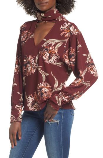 Women's Leith Floral Choker Blouse - Red