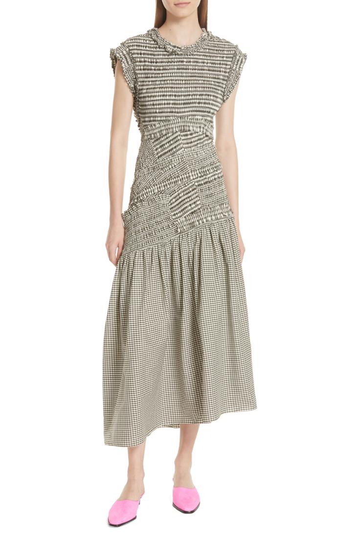 Women's 3.1 Phillip Lim Gathered Gingham Drop Waist Dress