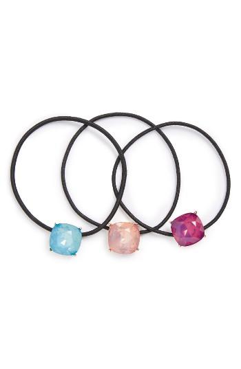 Cara 3-pack Crystal Ponytail Holders, Size - Black
