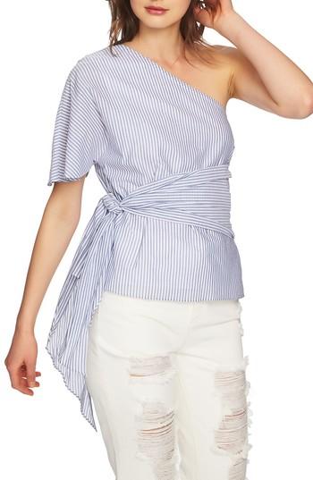 Women's 1.state Tie Waist One-shoulder Blouse - Blue