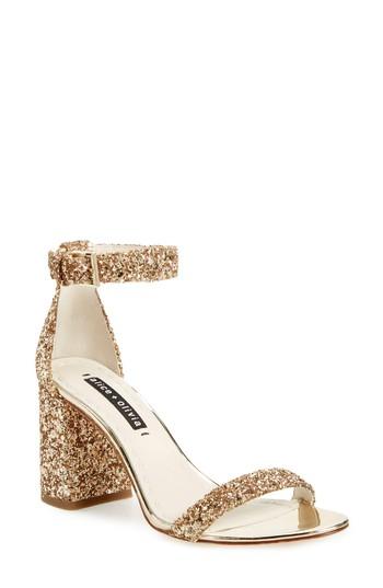 Women's Alice + Olivia Lillian Glitter Ankle Strap Sandal M - Metallic