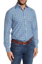 Men's Peter Millar Crown Finish Salthill Check Fit Sport Shirt, Size Small - Blue