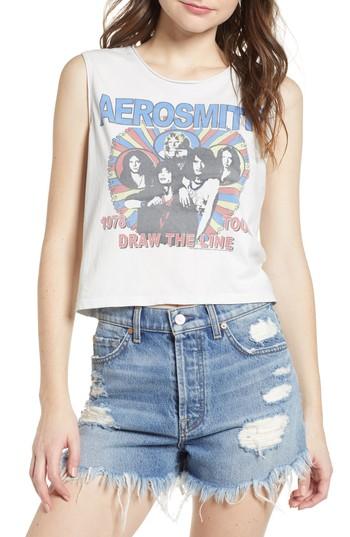 Women's Junk Food Aerosmith Draw The Line Tour Tank - White