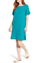 Women's Eileen Fisher Organic Cotton Shift Dress, Size - Blue/green