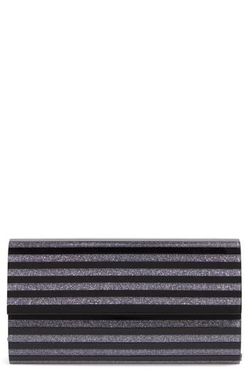 Nordstrom Glitter Stripe Lucite Clutch - Black