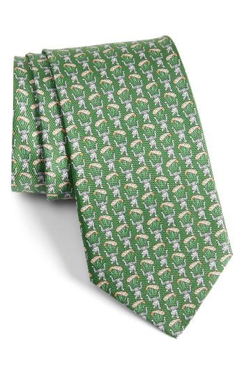 Men's Salvatore Ferragamo Monkey Print Silk Tie, Size - Green