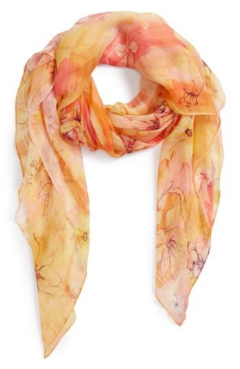 Women's Nordstrom Silk Chiffon Oblong Scarf, Size - Yellow