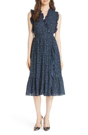 Women's Kate Spade New York Wild Roses Ruffled Wrap Dress - Blue
