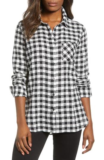 Women's Caslon Checkered Button Down Shirt - Black