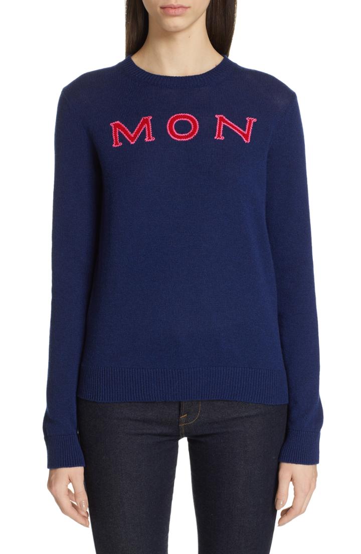 Women's Moncler Embroidered Cashmere Sweater - Pink