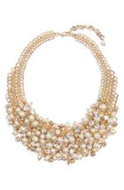 Women's Cara Imitation Pearl & Crystal Bib Necklace
