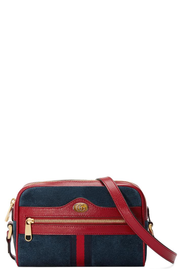 Gucci Ophidia Small Suede & Leather Crossbody Bag - Blue