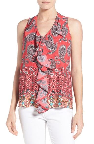 Women's Kut From The Kloth 'emma' Sleeveless Ruffle Front Top