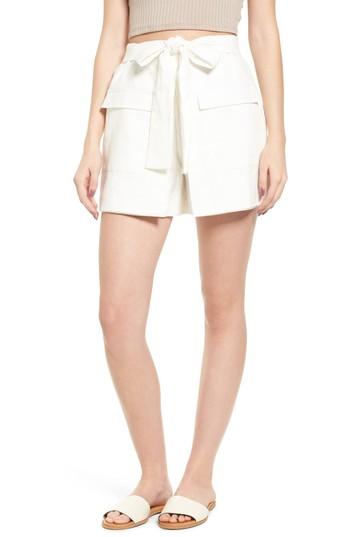 Women's Moon River Tie Front Linen & Cotton Skort - White
