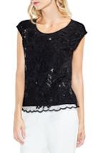 Women's Vince Camuto Sequin Lace Blouse, Size - Black