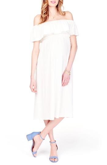 Women's Ingrid & Isabel Off The Shoulder Maternity Midi Dress - Ivory