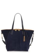 Vince Camuto Alicia Suede & Leather Tote - Blue