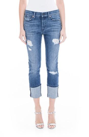 Women's Level 99 Morgan Stretch Distressed Wide Cuff Straight Leg Jeans