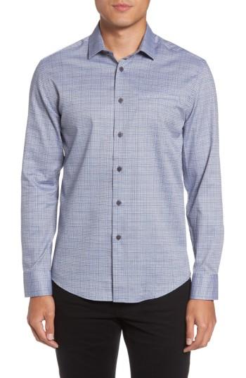 Men's Vince Camuto Trim Fit Print Hacking Pocket Sport Shirt - Blue