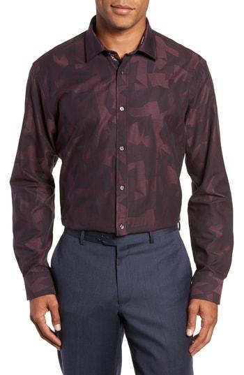 Men's Ted Baker London Slissum Slim Fit Print Dress Shirt .5 - Red