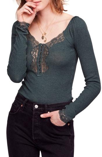 Women's Free People To The West Fitted Top - Green