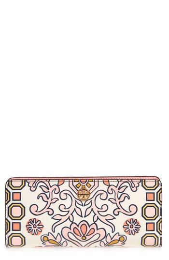 Women's Tory Burch Hicks Garden Party Leather Wallet - Pink