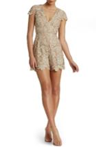 Women's Dress The Population Juliette Plunge Romper - Beige