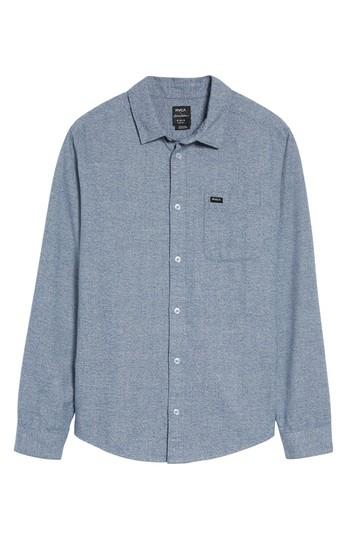 Men's Rvca Current Static Woven Shirt, Size - Blue