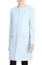 Petite Women's Lauren Ralph Lauren Collarless Crepe Topper P - Blue