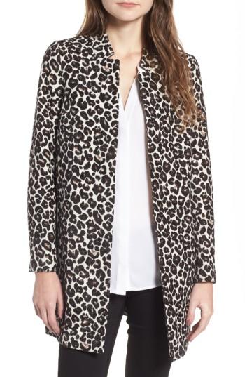 Women's Dorothy Perkins Leopard Print Car Coat Us / 18 Uk - Ivory