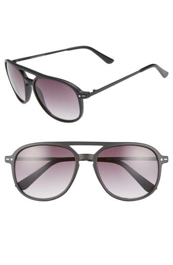 Men's 1901 Preston 56mm Aviator Sunglasses - Matte Black/ Grey Ombre