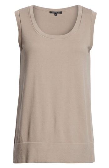 Women's Lafayette 148 New York Sheer Trim Matte Crepe Tank, Size - Brown