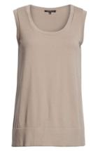 Women's Lafayette 148 New York Sheer Trim Matte Crepe Tank, Size - Brown