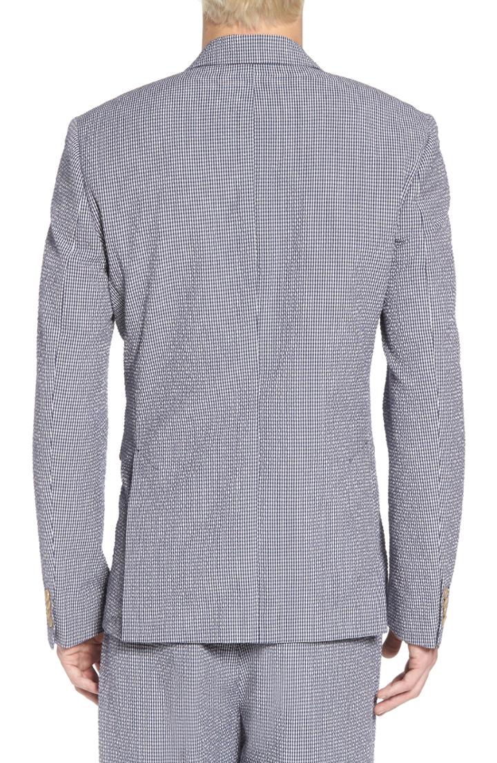 Men's French Connection Slim Fit Stretch Seersucker Sport Coat, Size - Blue