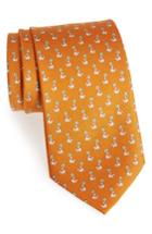 Men's Salvatore Ferragamo Seal Print Silk Tie, Size - Orange