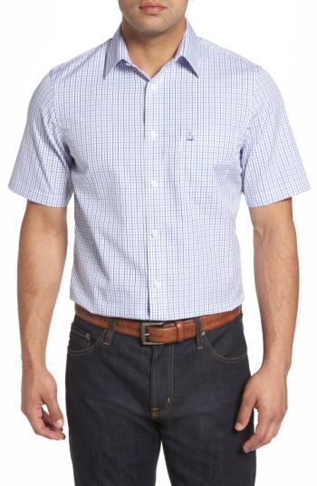 Men's Nordstrom Mens Shop Regular Fit Check Short Sleeve Sport Shirt - Blue