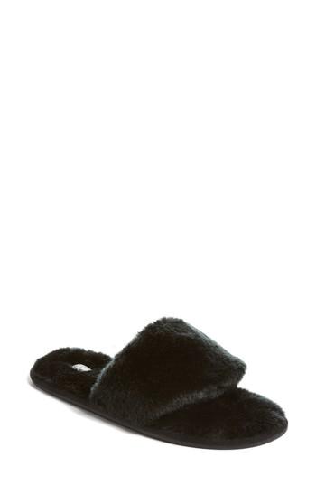 Women's Pj Salvage Faux Fur Slide Slippers - Black